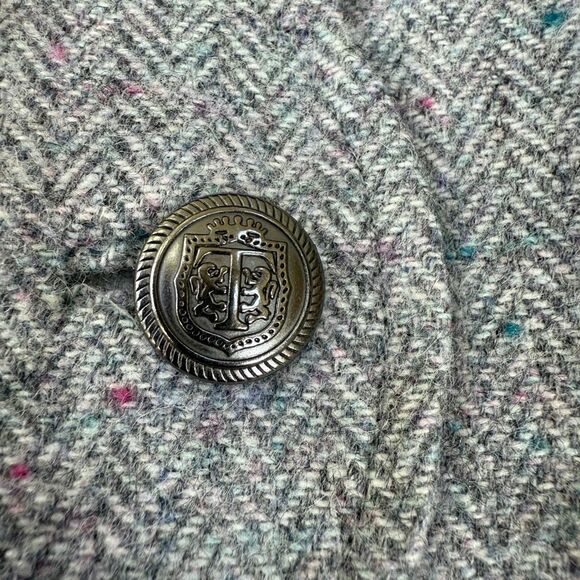 Talbots Light Gray Speckled Herringbone Wool Blend Skirt Scallop Side Sz 8 - Picture 9 of 9